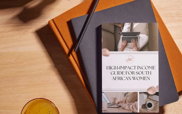 High Impact Guide for South African Women shown as a flat-lay mockup on a tablet and printed page