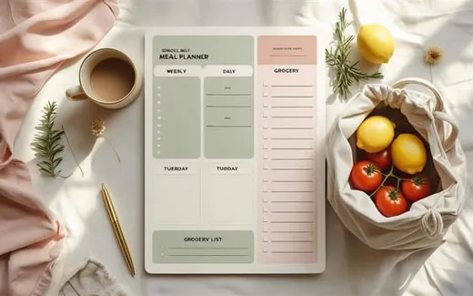 Single-Page Meal Planner shown as a flat-lay mockup on a tablet and printed page